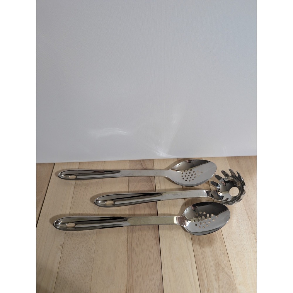 All-Clad Stainless Steel Kitchen Utensils Lot  3 Ladle Spaghetti Slotted Spoon